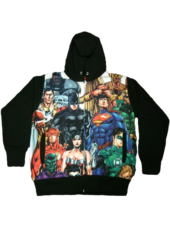 Justice League 52 Heroes Dye Sublimation Adult Zip Hoodie