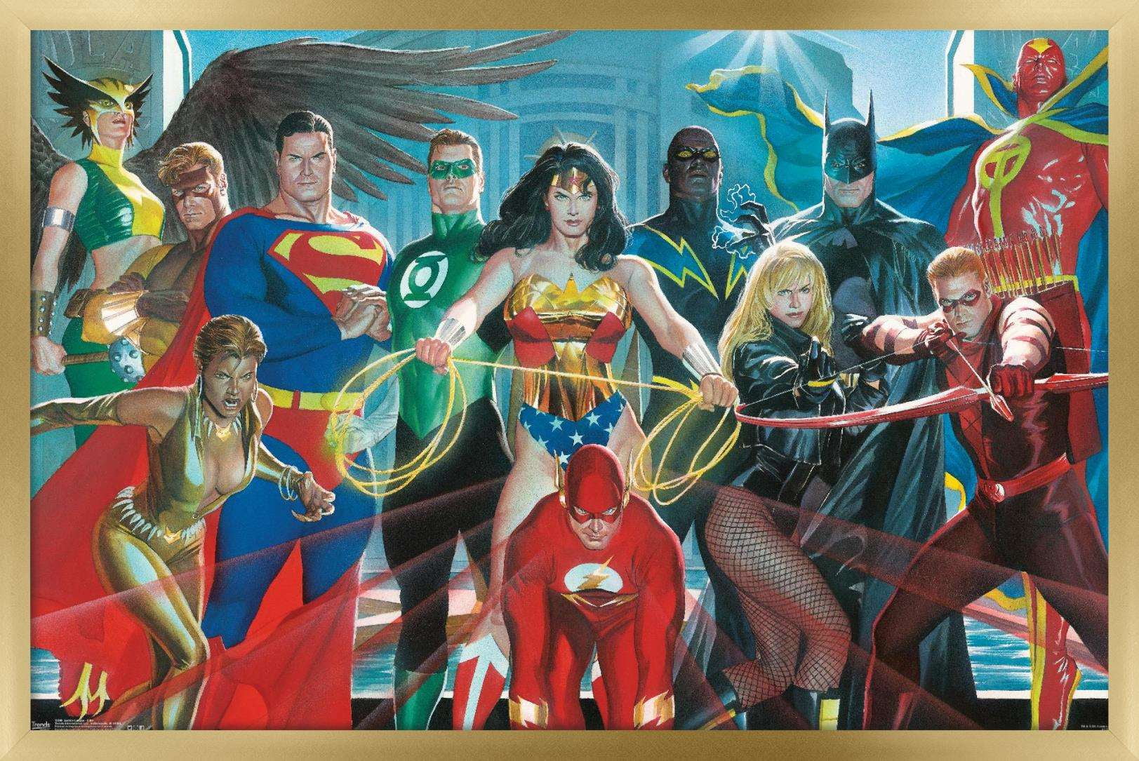 DC Comics - Justice League - Alex Ross - The Elite Wall Poster, 14.725" x 22.375", Framed