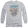 thumbnail image 1 of DC Comics Justice League American Shield Long Sleeve Adult 18/1 T-Shirt Silver, 1 of 1