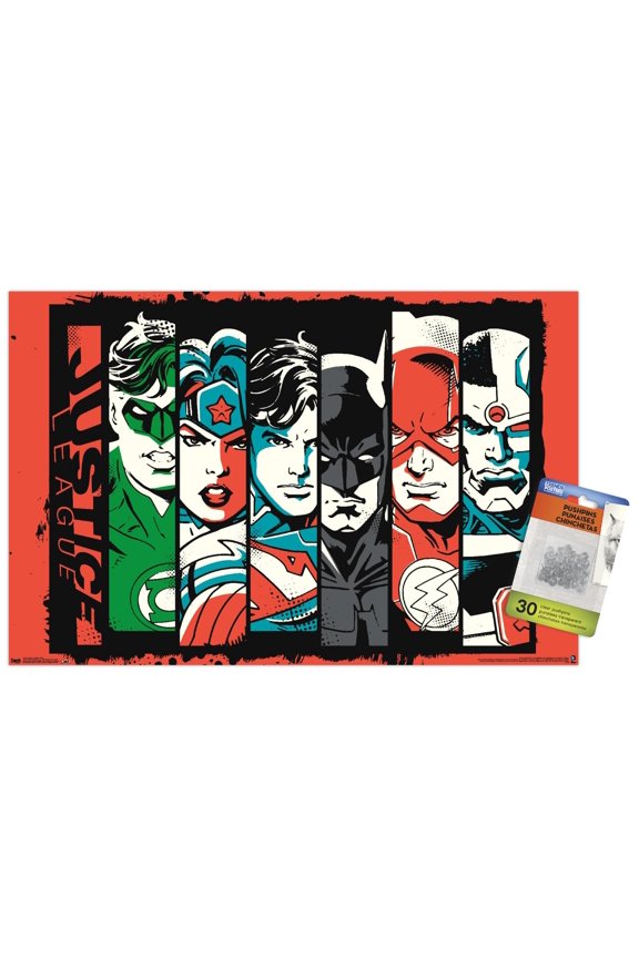 DC Comics - Justice League - Bars Wall Poster with Push Pins, 14.725" x 22.375"
