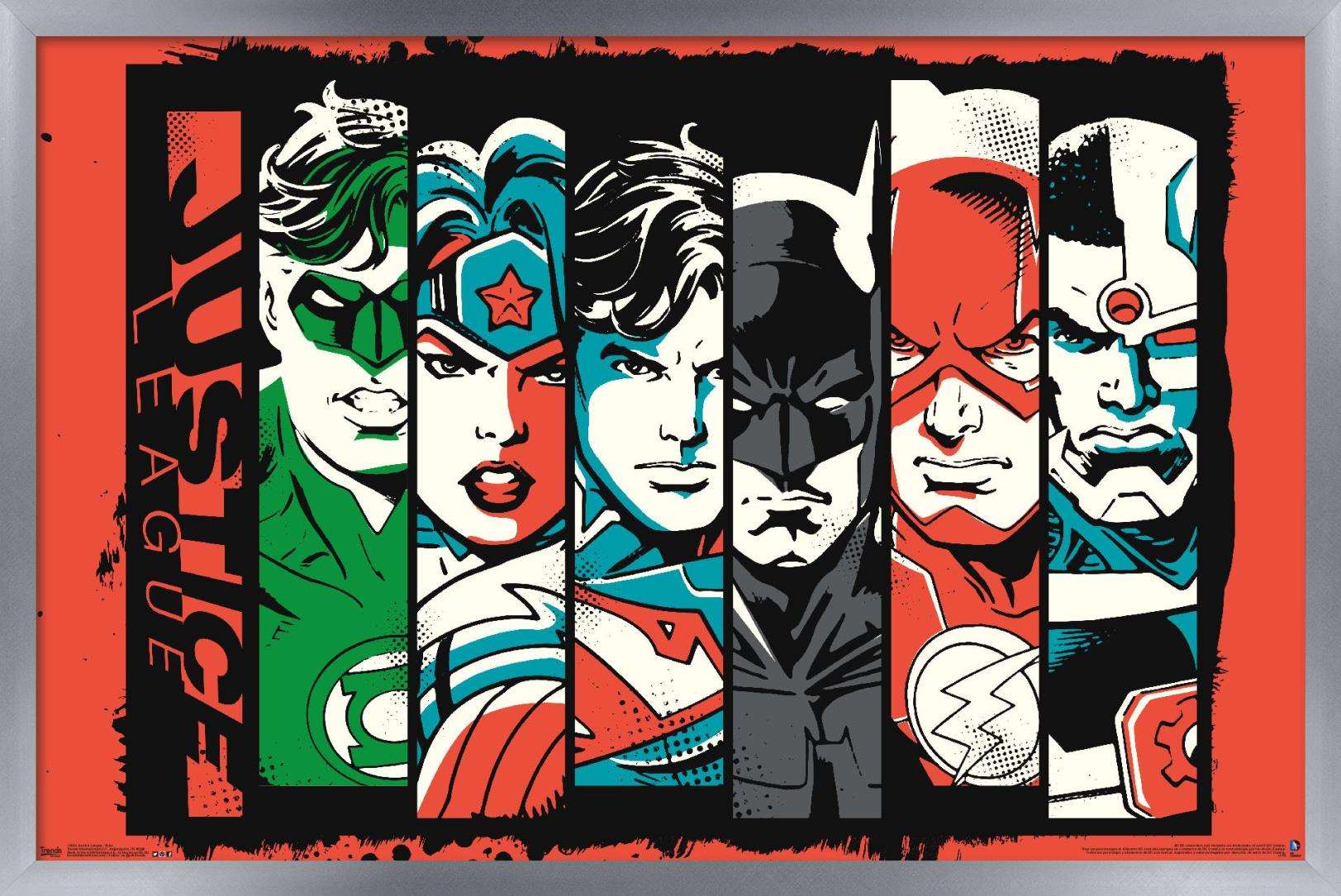 DC Comics - Justice League - Bars Wall Poster, 14.725" x 22.375", Framed