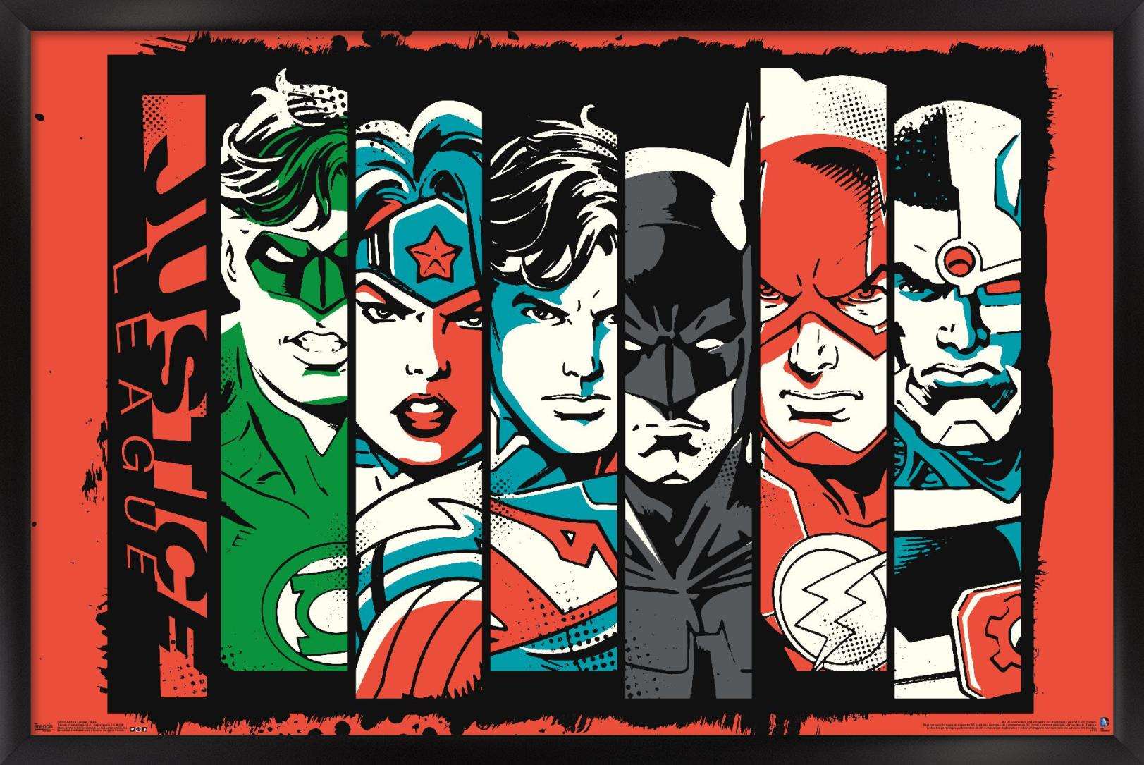 DC Comics - Justice League - Bars Wall Poster, 14.725" x 22.375", Framed