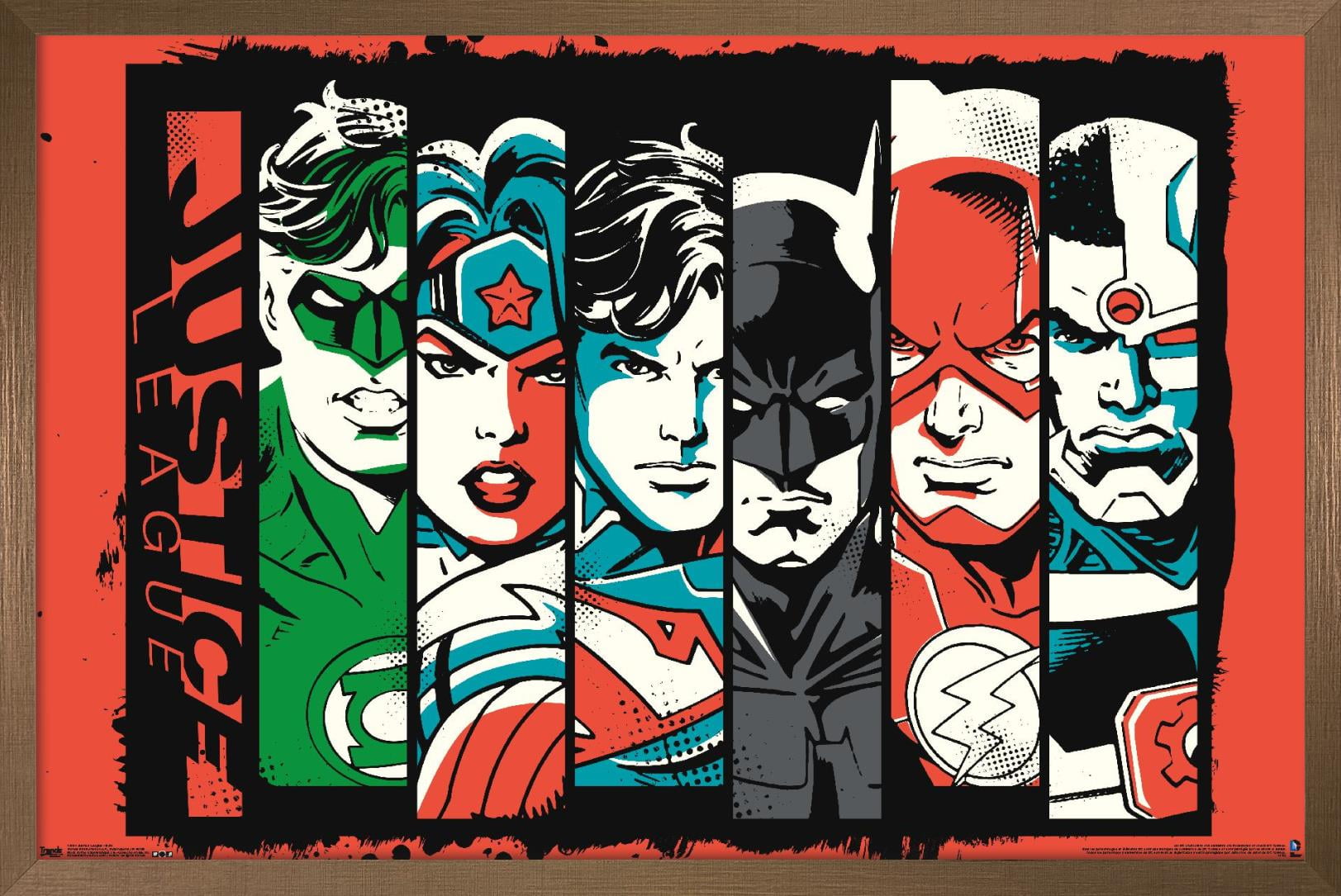 DC Comics - Justice League - Bars Wall Poster, 14.725" x 22.375", Framed