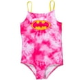 thumbnail image 1 of DC Comics Justice League Batgirl Little Girls Lace-Up Back One-Piece Swimsuit Pink 7-8, 1 of 5