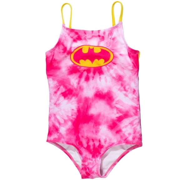 DC Comics Justice League Batgirl Little Girls Lace-Up Back One-Piece Swimsuit Pink 5