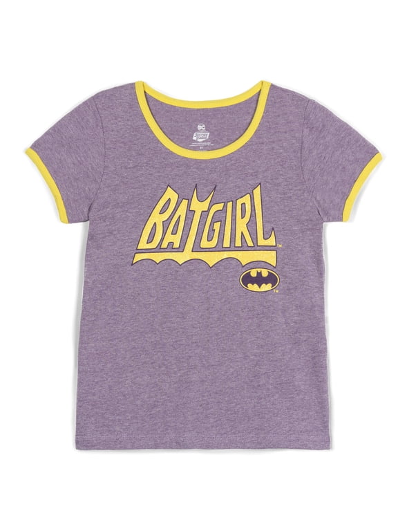 Justice League Batgirl Ringer T-Shirt Logo Toddler to Big Kid