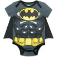 thumbnail image 1 of DC Comics Justice League Batman Infant Baby Boys Short Sleeve Bodysuit & Cape Grey 12 Months, 1 of 4