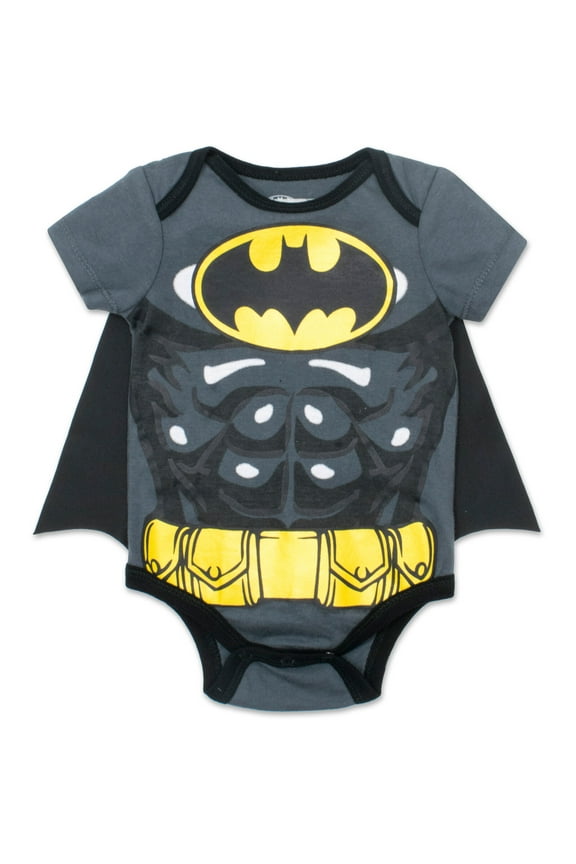 Justice League Batman Infant Baby Boys Short Sleeve Bodysuit & Cape Grey 18 Months