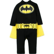 DC Comics Justice League Batman Little Boys Zip Up Cosplay Costume Coverall and Cape Infant to Little Kid