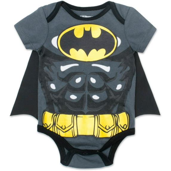 DC Comics Justice League Batman Newborn Baby Boys Short Sleeve Bodysuit & Cape Grey 0-3 Months