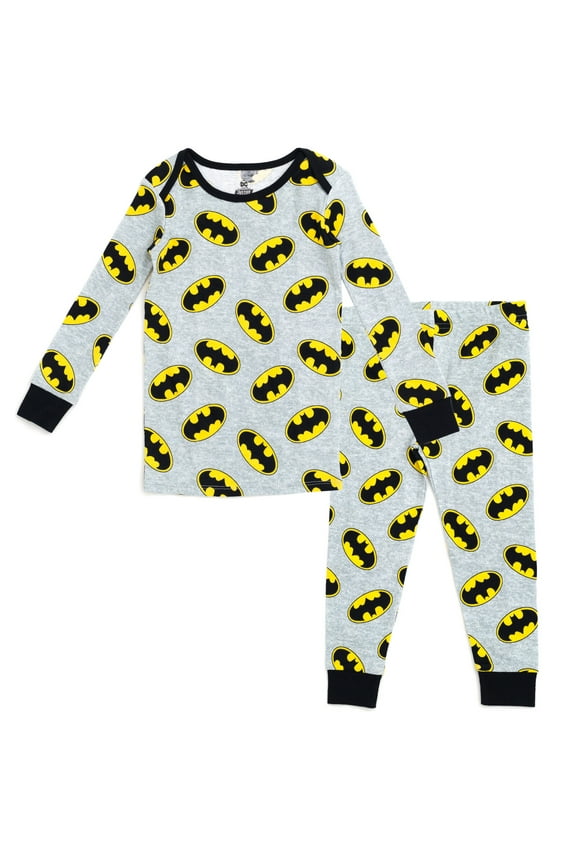 Justice League Batman Pajama Shirt and Pants Sleep Set Logo Infant to Toddler