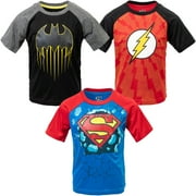 DC Comics Justice League Batman Superman The Flash Big Boys 3 Pack Athletic T-Shirts Toddler to Big Kid