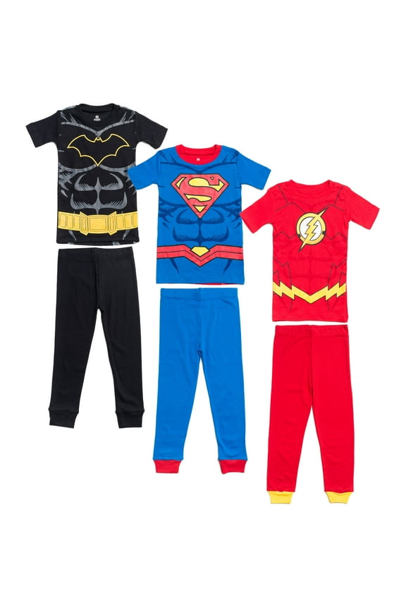 Justice League Batman Superman The Flash Big Boys Pajama Shirts and Pants Toddler to Big Kid