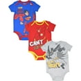 thumbnail image 1 of DC Comics Justice League Batman Superman The Flash Infant Baby Boys 3 Pack Bodysuits Newborn to Infant, 1 of 5