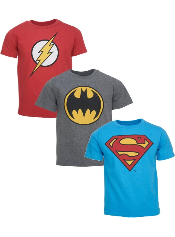 DC Comics Justice League Batman Superman The Flash Toddler Boys 3 Pack T-Shirts Toddler to Big Kid