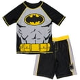 thumbnail image 1 of DC Comics Justice League Batman Little Boys Rash Guard and Swim Trunks Outfit Set Little Kid to Big Kid, 1 of 5