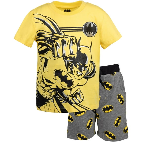 DC Comics Justice League Batman T-Shirt and French Terry Shorts Outfit Set Toddler to Big Kid