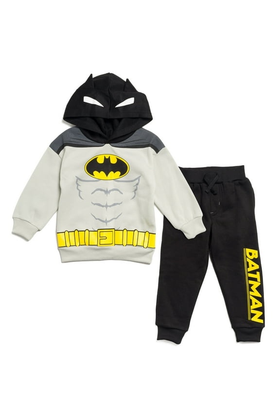 Justice League Batman Toddler Boys Fleece Pullover Hoodie and Pants Outfit Set Toddler to Big Kid