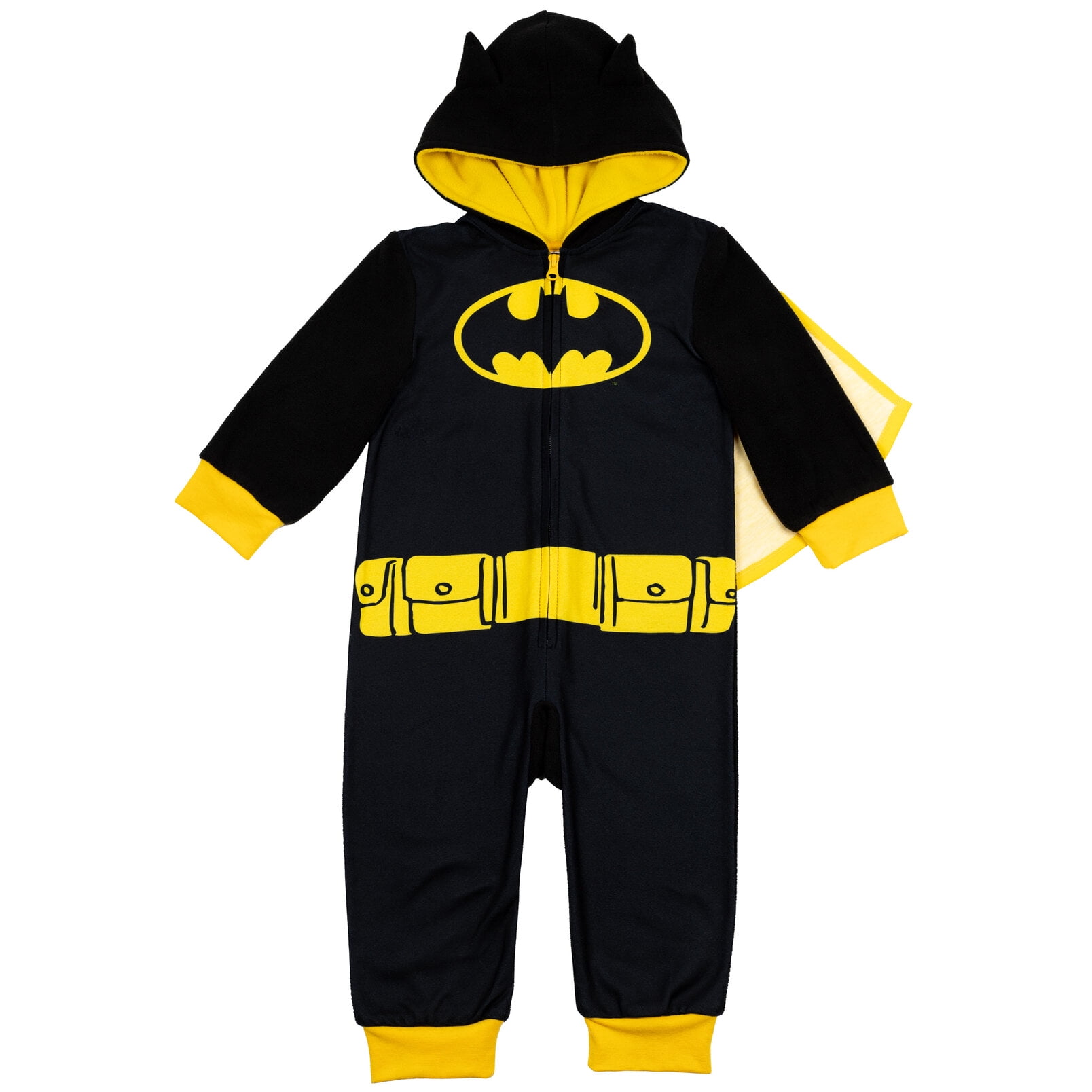DC Comics Batman Toddler Boys Fleece Pajama Coverall Zip Up With Cape dc-comics-batman-toddler-boys-fleece-pajama-coverall-zip-up-with-cape