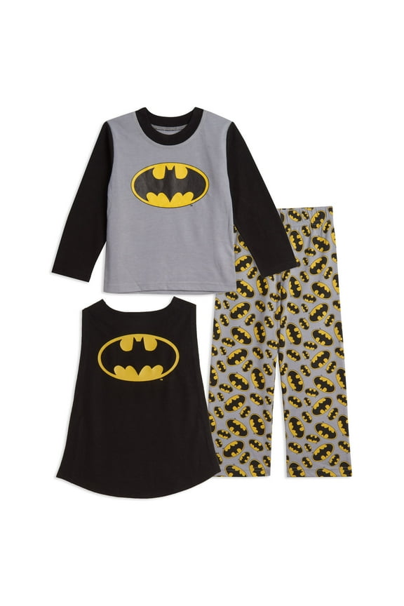 Justice League Batman Toddler Boys Pullover Pajama Shirt and Pants Sleep Set Toddler to Big Kid