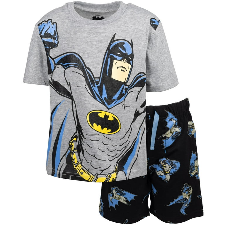 DC Comics Justice League Batman T-Shirt to Set Outfit Boys TerryShorts Big French Toddler Kid and Toddler