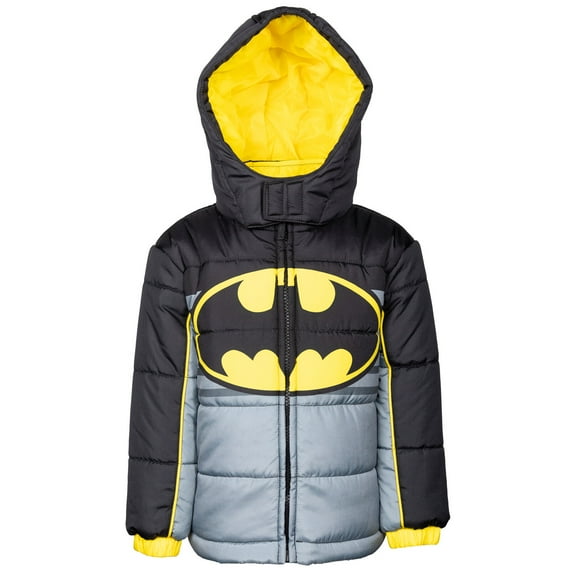 DC Comics Justice League Batman Toddler Boys Zip Up Puffer Jacket Toddler to Big Kid