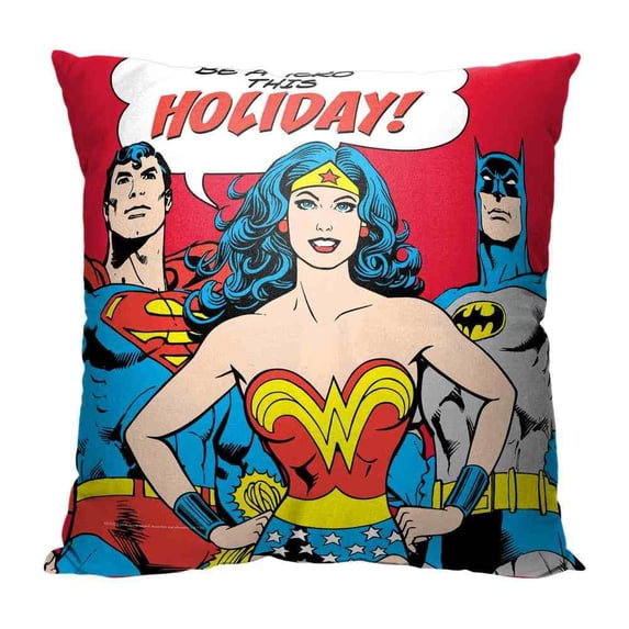 The Northwest 1JUS-69500-0002-OOF 18 x 18 in. Warner Bros. Justice League Be A Holiday Hero Throw Pillow