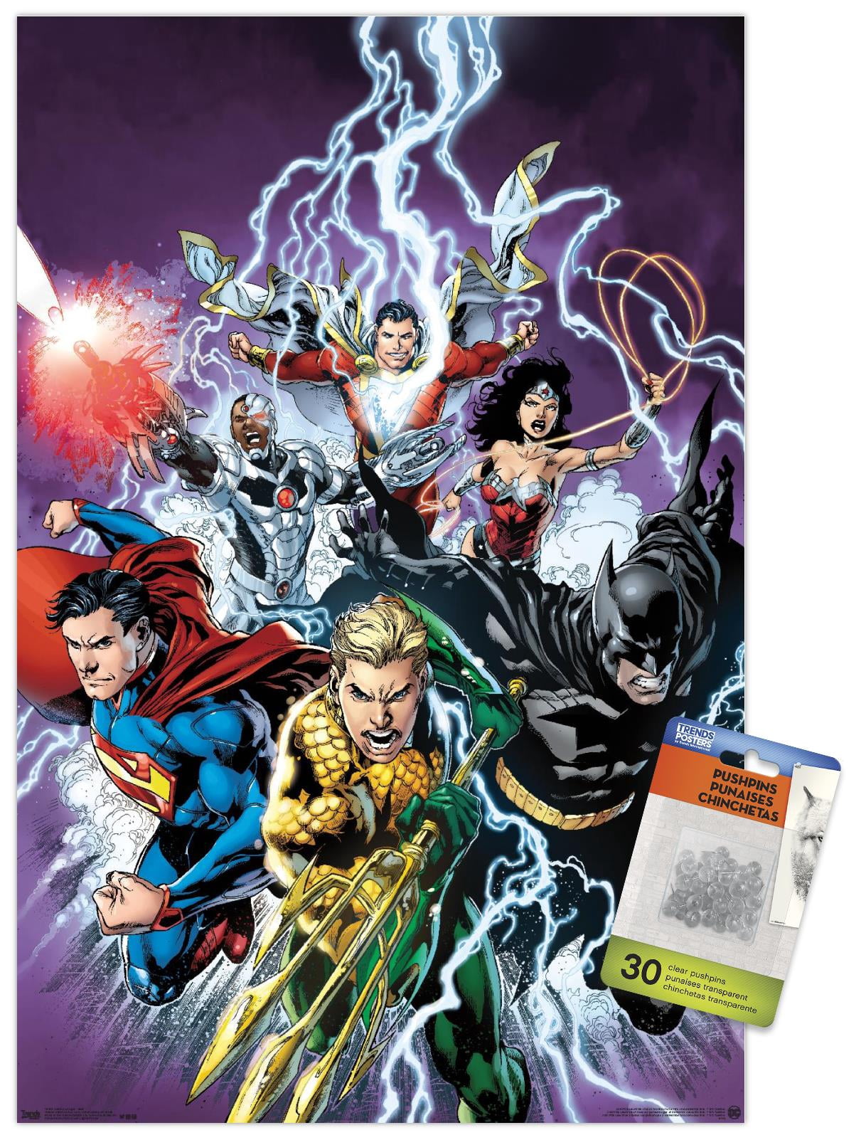 DC Comics - Justice League - Bolts Wall Poster with Push Pins, 14.725" x 22.375"