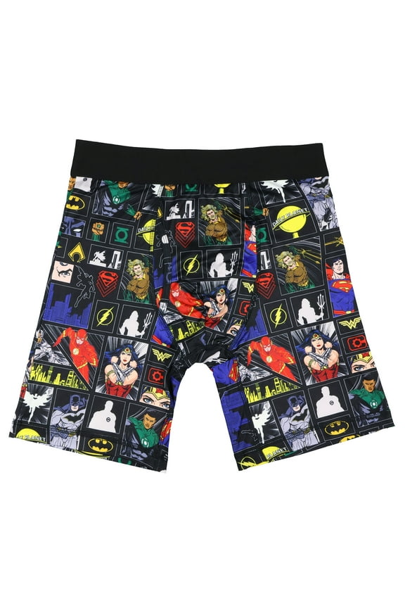 DC Comics Justice League Boxers Briefs Men's Superhero Scenes Comic Panel Tight Fit Underwear