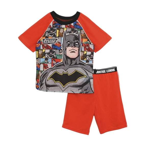 DC Comics Justice League Boys Pajama, 2 Piece Batman Sleepwear Set, Red - 2 Piece PJ, Size: 6-7