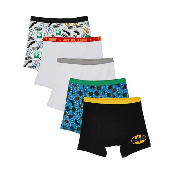 DC Comics Justice League Boys Underwear, 5 Pack Boxer Briefs (Little Boys & Big Boys)