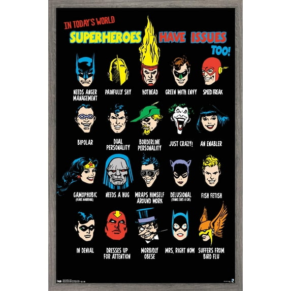 DC Comics - Justice League - Issues Wall Poster, 14.725" x 22.375", Framed