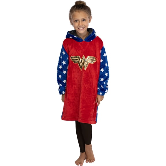 DC Comics Justice League Kids' Superhero Oversized Fleece Lounge Pullover Long-Sleeve Hoodie For Boys Girls Sleepwear