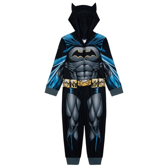 DC Comics Justice League Little Boys' Cosplay Hooded One Piece Pajama Batman Black