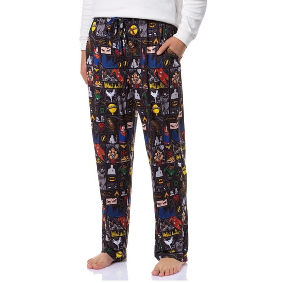 DC Comics Justice League Men's Superhero Superman Wonder Woman Batman Paneled Sleep Pajama Pants