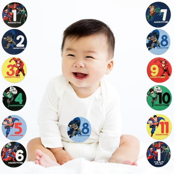 DC Comics Justice League Milestone Photo Prop Stickers Gift Set, Baby Boy, 0-12M
