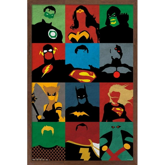 DC Comics - Justice League - Minimalist Wall Poster, 14.725" x 22.375", Framed