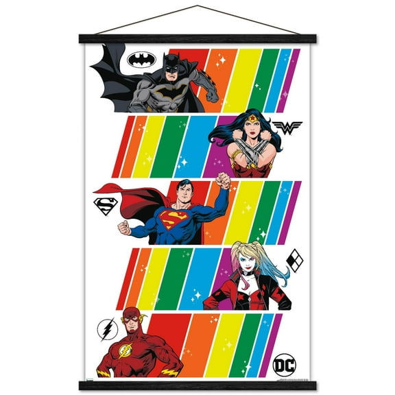 DC Comics Justice League - Pride Wall Poster with Wooden Magnetic Frame, 22.375" x 34"