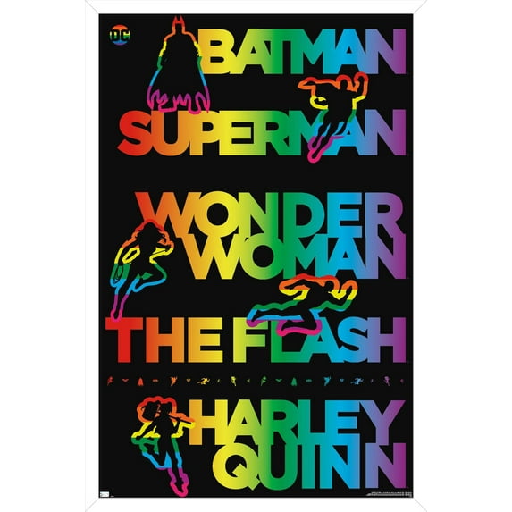 DC Comics Justice League - Rainbow Silhouette Wall Poster, 14.725" x 22.375" Framed