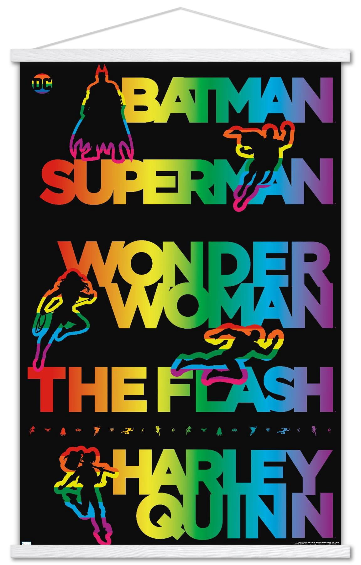 DC Comics Justice League - Rainbow Silhouette Wall Poster with Magnetic ...