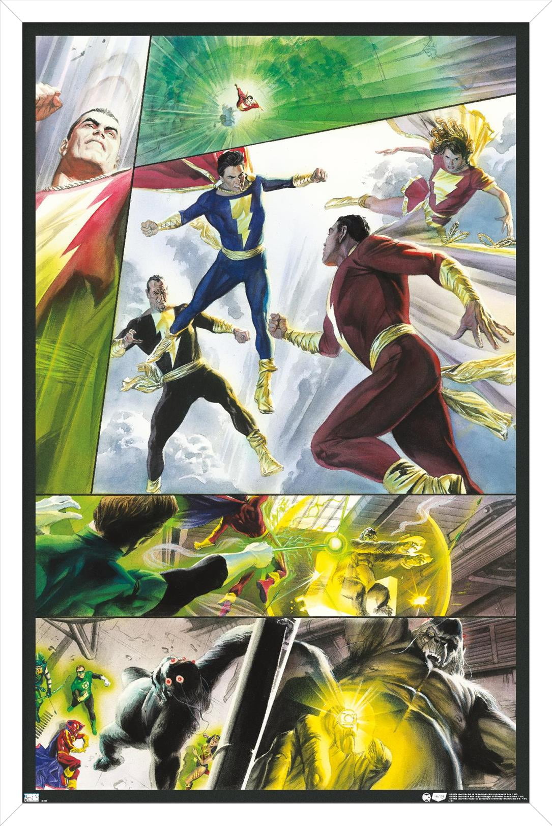 DC Comics Justice League - Shazam Family and Black Adam Wall Poster, 14.725" x 22.375" Framed