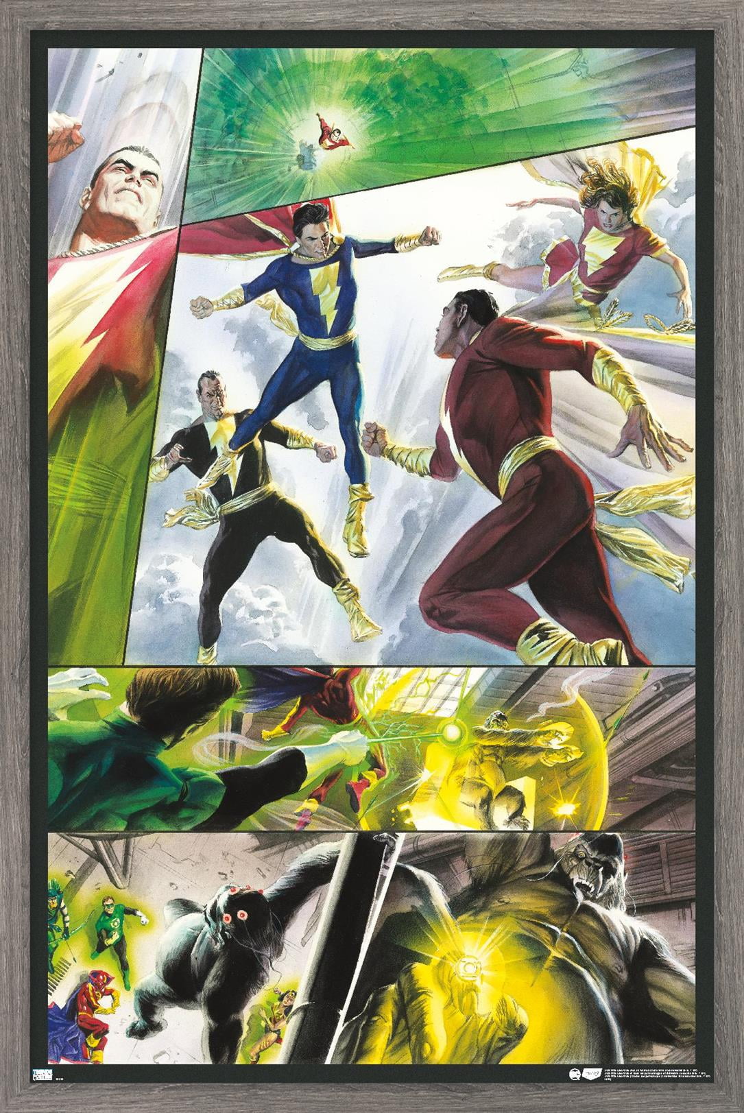 DC Comics Justice League - Shazam Family and Black Adam Wall Poster, 22.375" x 34" Framed