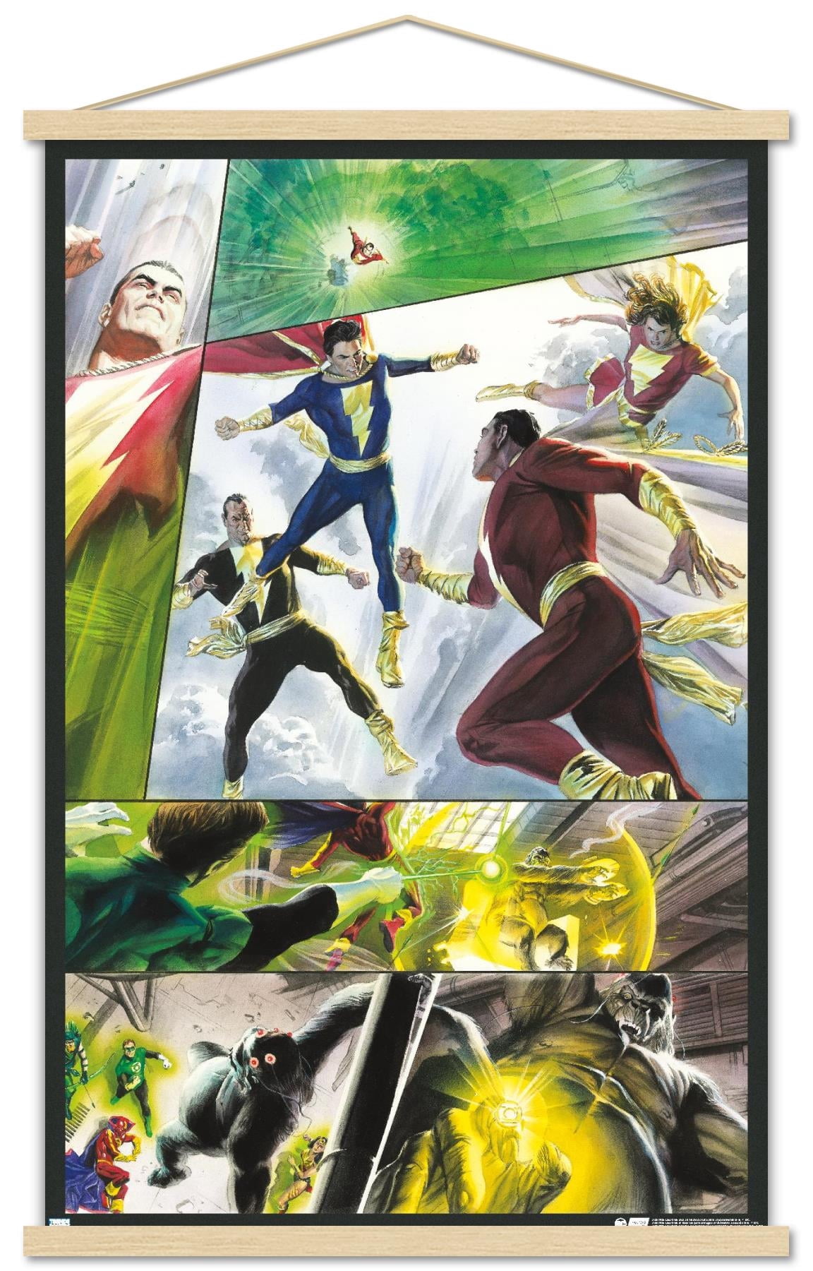 DC Comics Justice League - Shazam Family and Black Adam Wall Poster with Magnetic Frame, 22.375" x 34"