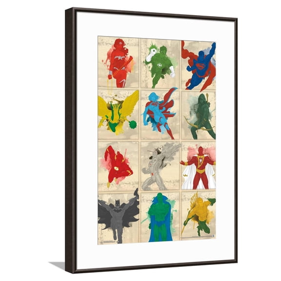 DC Comics Justice League - Simplistic Grid Canvas Wall Poster, 14.725" x 22.375"