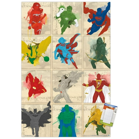 DC Comics - Justice League - Simplistic Grid Wall Poster, 14.725" x 22.375"
