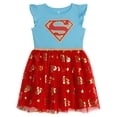 thumbnail image 1 of DC Comics Justice League Supergirl Tutu Pleated Tulle Dress Logo Toddler to Big Kid, 1 of 5