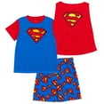 thumbnail image 1 of DC Comics Justice League Superman Cosplay Pajama Shirt, Pajama Shorts and Detachable Cape 3 Piece Sleep Set Logo Toddler to Little Kid, 1 of 5
