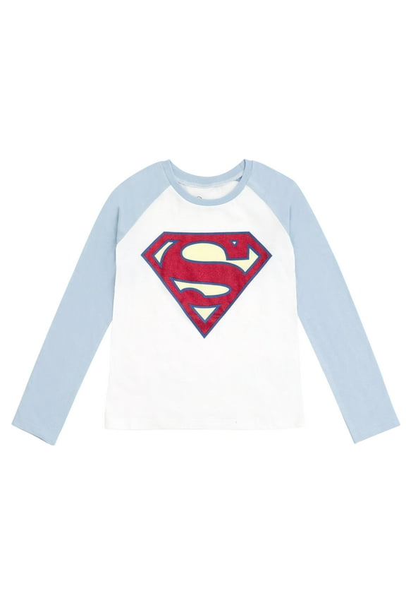 Justice League Superman Long Sleeve T-Shirt Logo Little Kid to Big