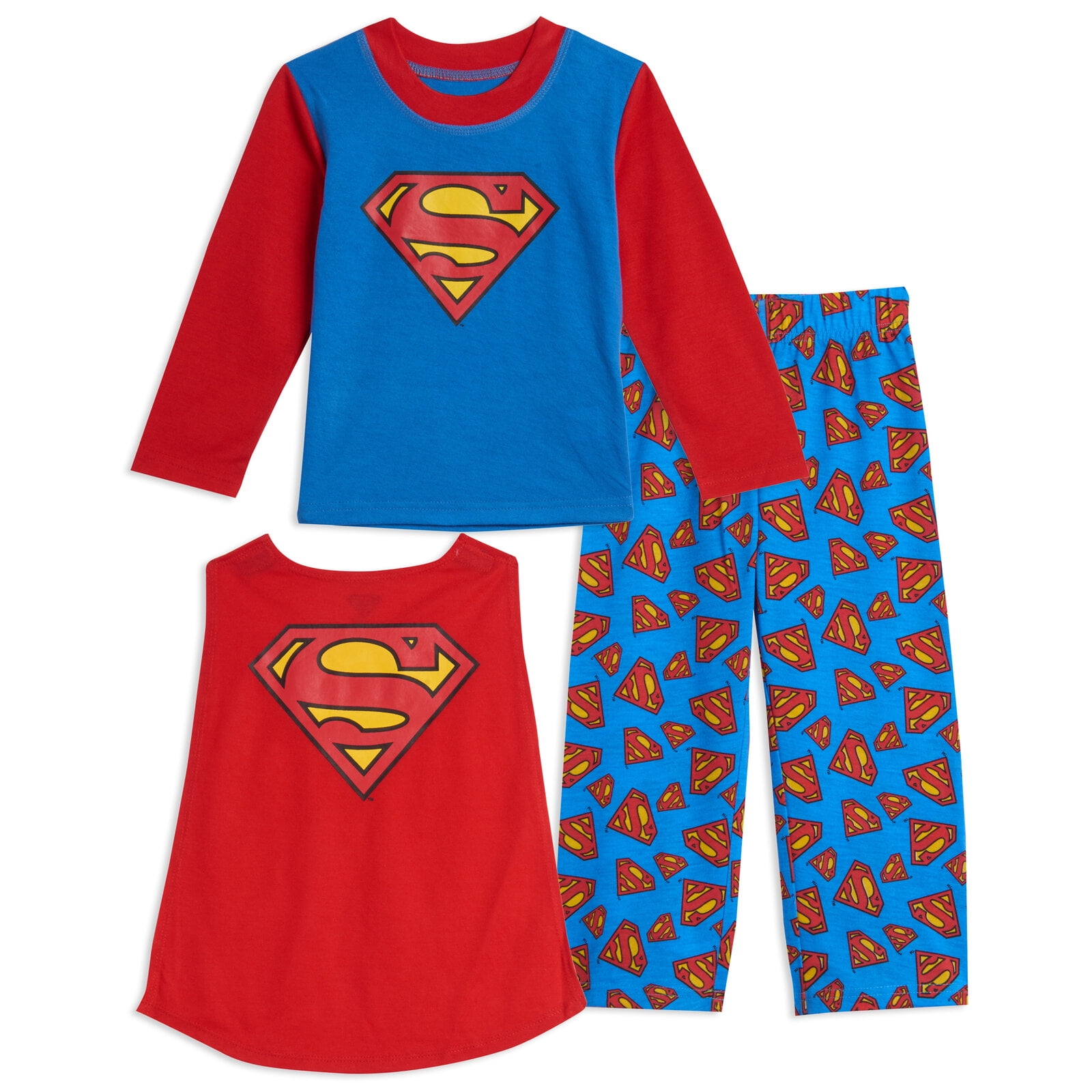 Pigiama Completo Superman Per Bambini 3-10 Anni | Maniche Lunghe, 100% Cotone Morbido | Costume Da Notte Ufficiale DC Comics | Regalo Per Ragazzi, Taglia 6-7 Anni