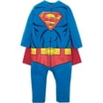 thumbnail image 1 of DC Comics Justice League Superman Zip Up Costume Coverall and Cape Newborn to Little Kid, 1 of 5